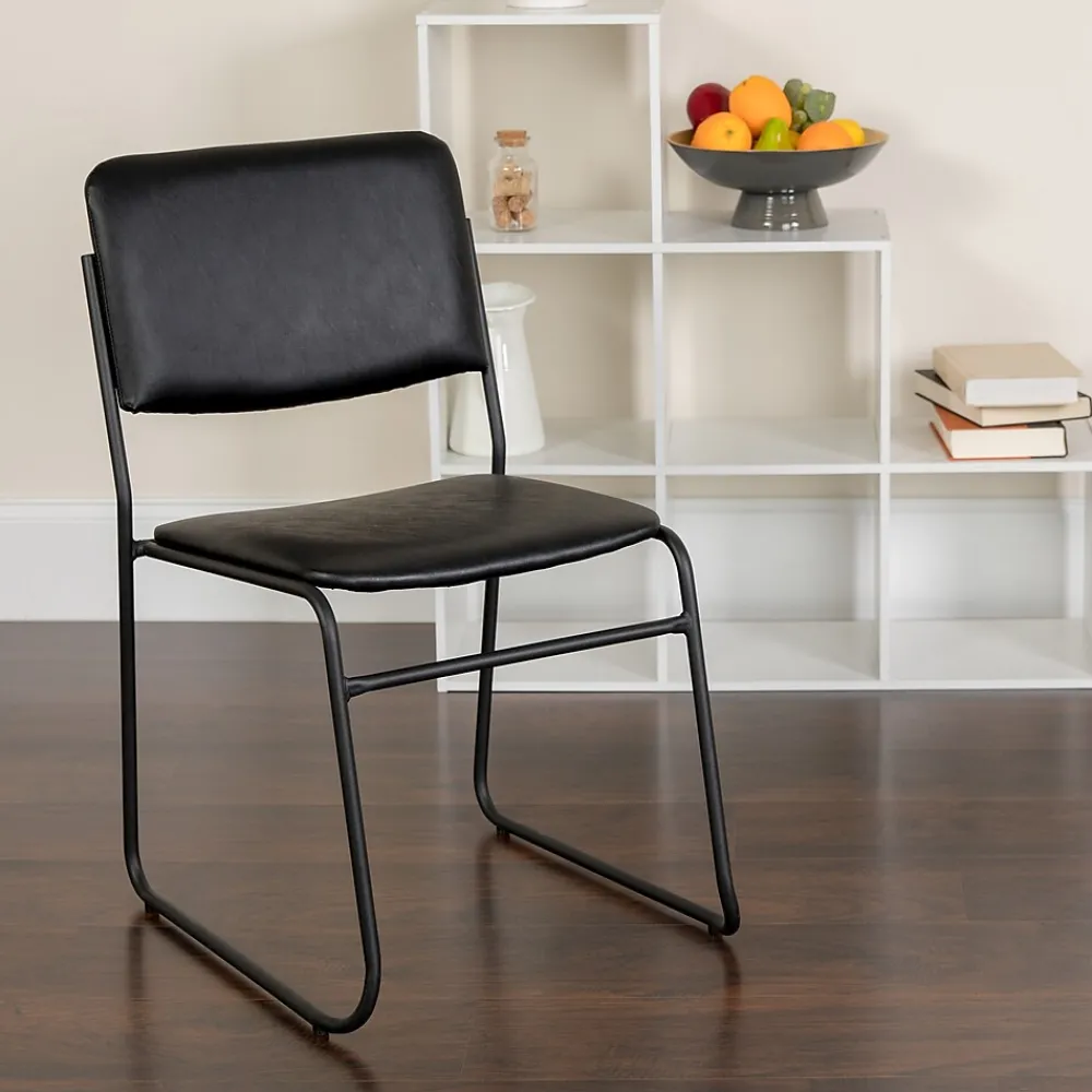 Folding & Stacking*Flash Furniture HERCULES Series Vinyl Stacking Chair with Sled Base, Black (XU8700BLKBVYL30)