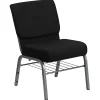 Folding & Stacking*Flash Furniture HERCULES Series Fabric Church Chair with Book Rack, Black/Silver Vein Frame (XUCH0221BKSVB)
