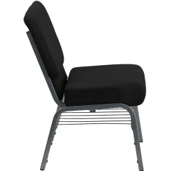 Folding & Stacking*Flash Furniture HERCULES Series Fabric Church Chair with Book Rack, Black/Silver Vein Frame (XUCH0221BKSVB)