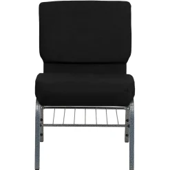 Folding & Stacking*Flash Furniture HERCULES Series Fabric Church Chair with Book Rack, Black/Silver Vein Frame (XUCH0221BKSVB)