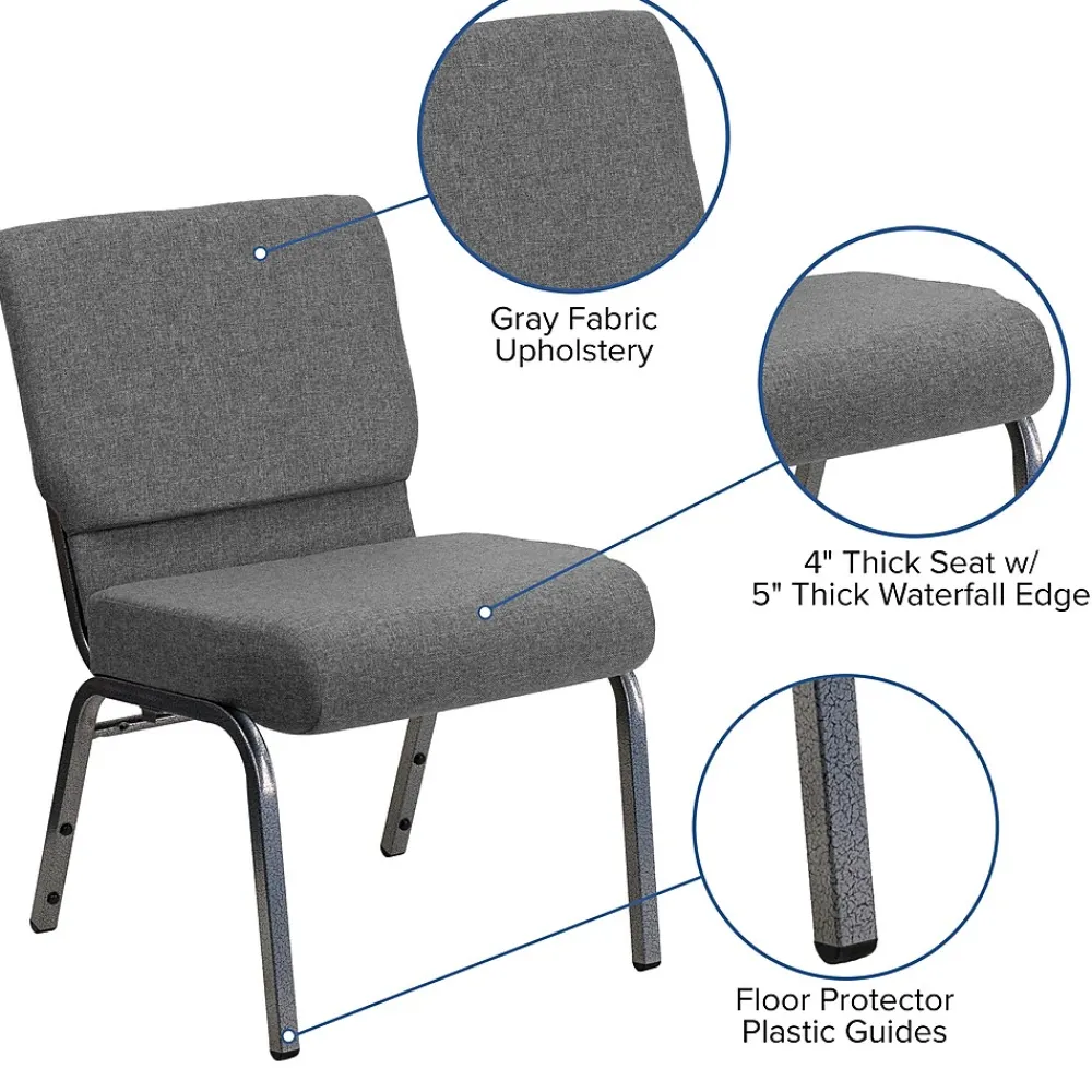 Folding & Stacking*Flash Furniture HERCULES Series Fabric Stacking Church Chair, Gray/Silver Vein Frame (XUCH0221GYSV)
