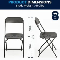 Folding & Stacking*Flash Furniture HERCULES™ Plastic Armless Folding Chair, Black, 4/Pack (4LEL3BLACK)