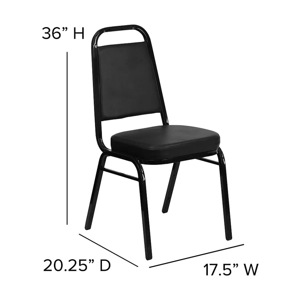 Folding & Stacking*Flash Furniture HERCULES™ 19 1/4"H Vinyl Black Frame Trapezoidal Back Banquet Chair, Black, 4/Pack (4FDBHF1BKBK)