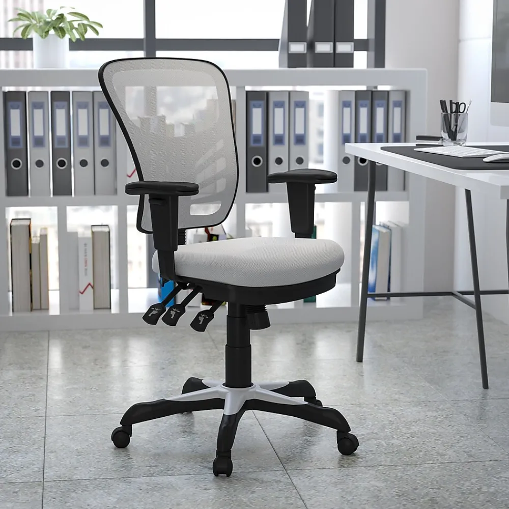Ergonomic Chairs*Flash Furniture Nicholas Ergonomic Mesh Swivel Mid-Back Multifunction Executive Office Chair, (HL0001WH) White