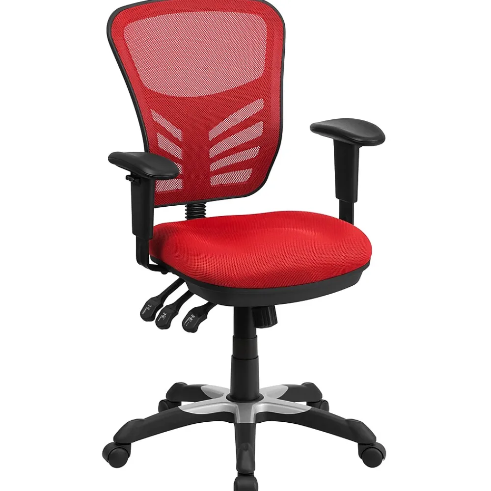 Office Chairs*Flash Furniture Nicholas Ergonomic Mesh Swivel Mid-Back Multifunction Executive Office Chair, (HL0001) Red