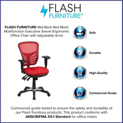 Office Chairs*Flash Furniture Nicholas Ergonomic Mesh Swivel Mid-Back Multifunction Executive Office Chair, (HL0001) Red