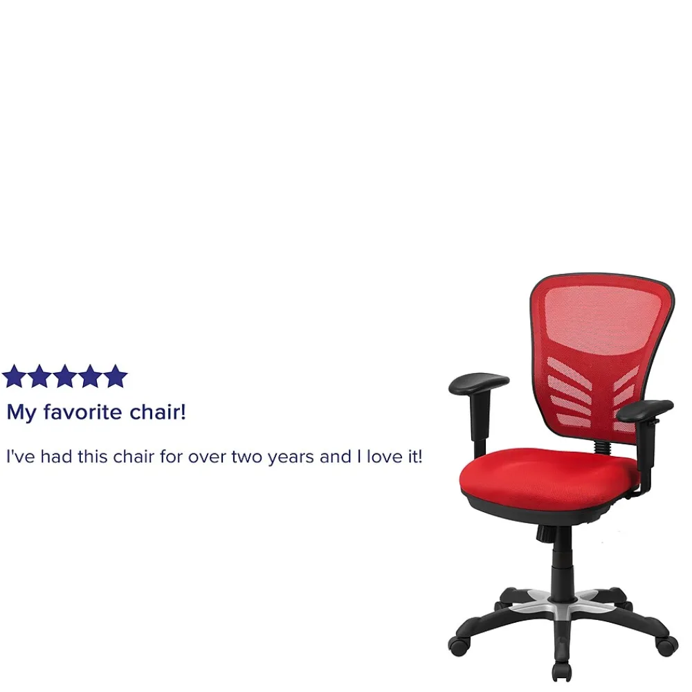 Office Chairs*Flash Furniture Nicholas Ergonomic Mesh Swivel Mid-Back Multifunction Executive Office Chair, (HL0001) Red