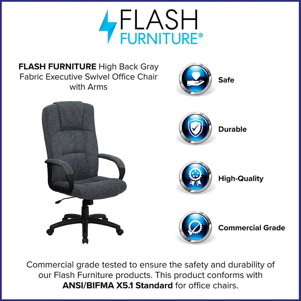 Office Chairs*Flash Furniture Rochelle Fabric Swivel High Back Executive Office Chair, Gray (BT9022BK)