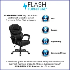 Office Chairs*Flash Furniture Stella Ergonomic LeatherSoft Swivel High Back Executive Office Chair, Black (GO901BK)