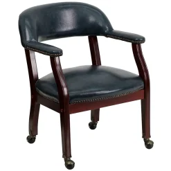 Office Chairs*Flash Furniture Vinyl Mid Back Luxurious Conference Chair With Casters, Blue