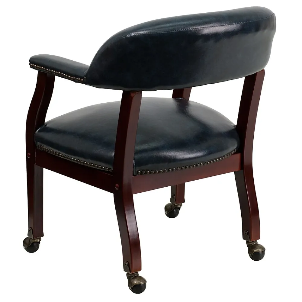 Office Chairs*Flash Furniture Vinyl Mid Back Luxurious Conference Chair With Casters, Blue