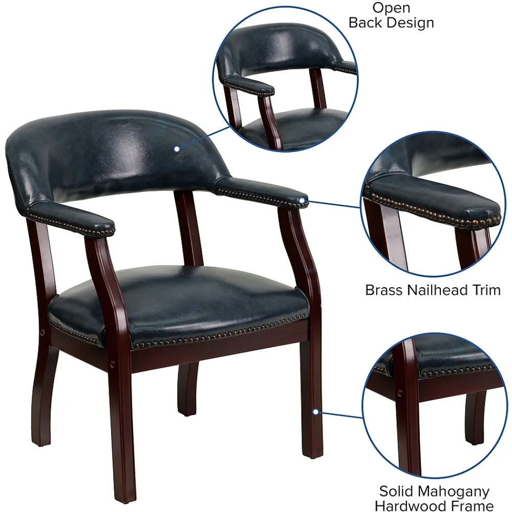 Office Chairs*Flash Furniture Vinyl Mid Back Luxurious Conference Chair, Navy