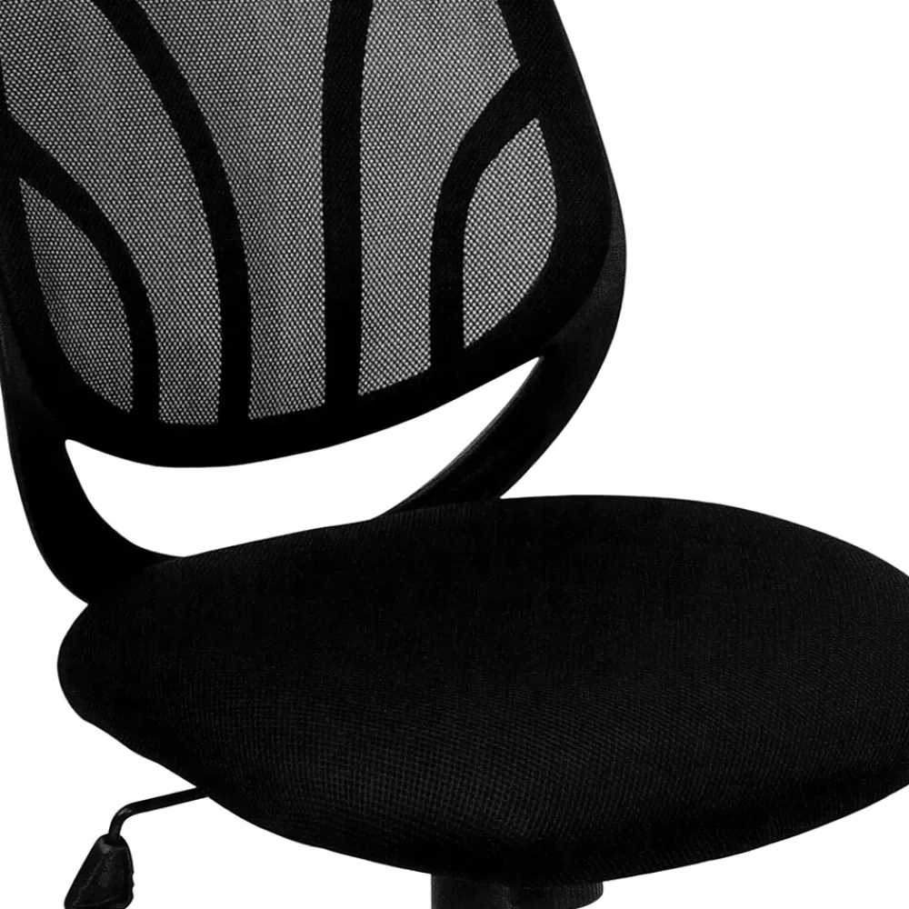 Office Chairs*Flash Furniture Y-GO Office Armless Ergonomic Mesh Swivel Mid-Back Task Office Chair, Black (GOWY05)