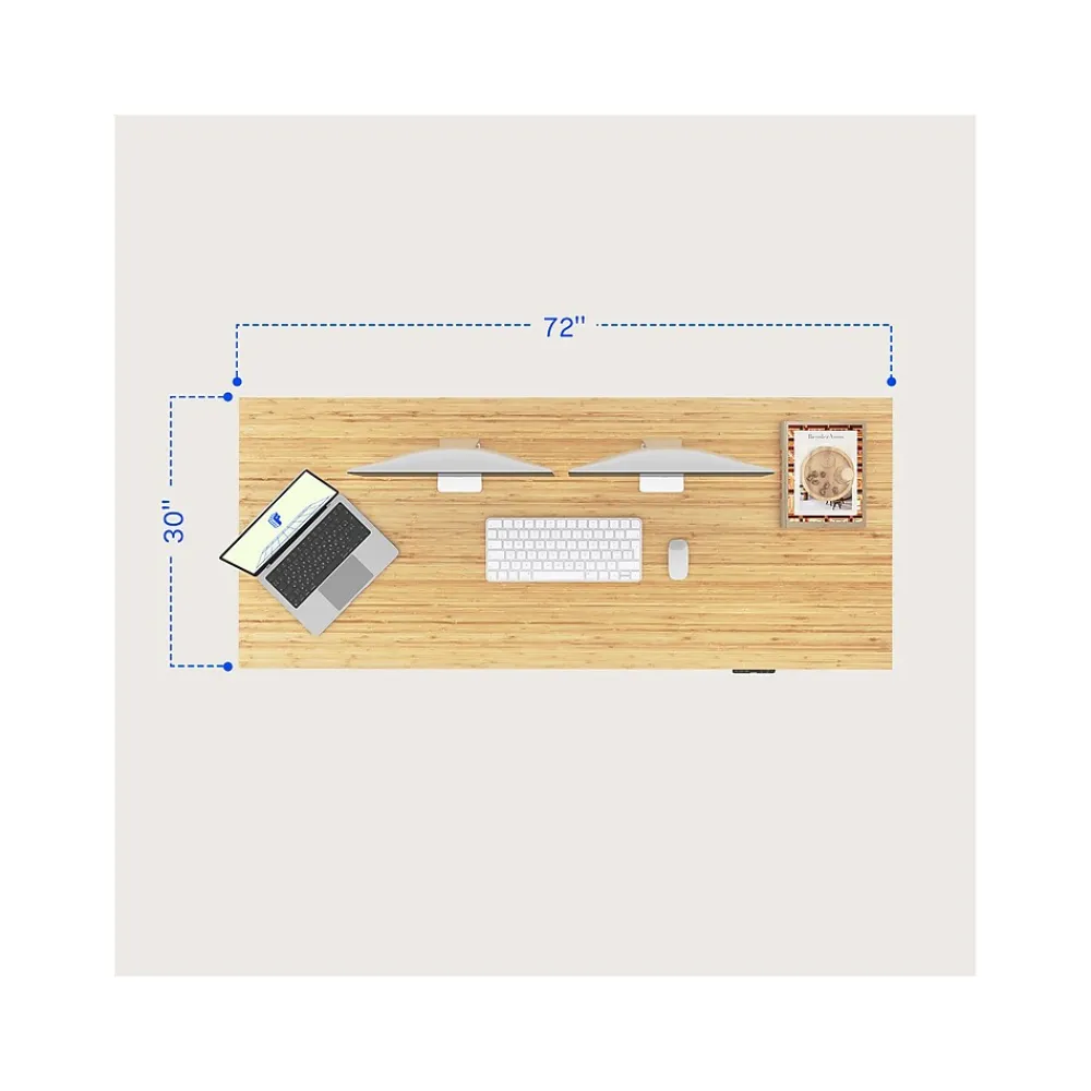 Standing Desks*FlexiSpot E7 Pro 72"W Electric Adjustable Standing Desk, (E7WPRO7230-LBZB) Bamboo/White