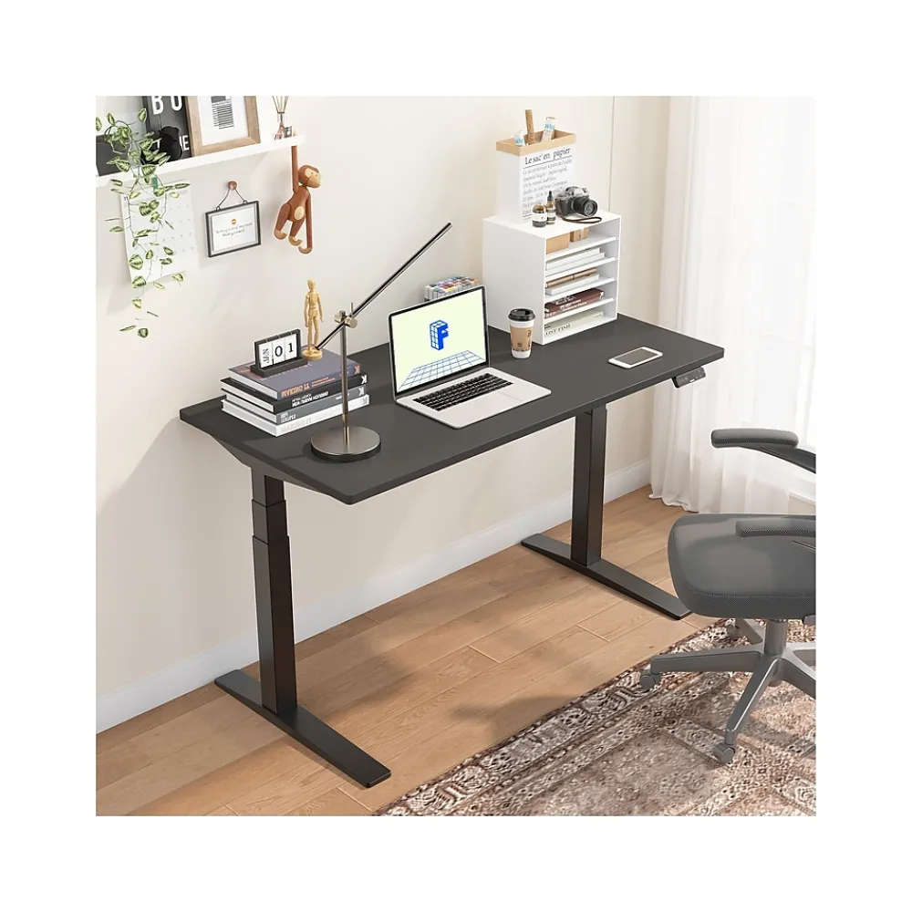 Standing Desks*FlexiSpot E7 Pro 55"W Electric Adjustable Chipboard Standing Desk, (E7BPRO5528-B) Black