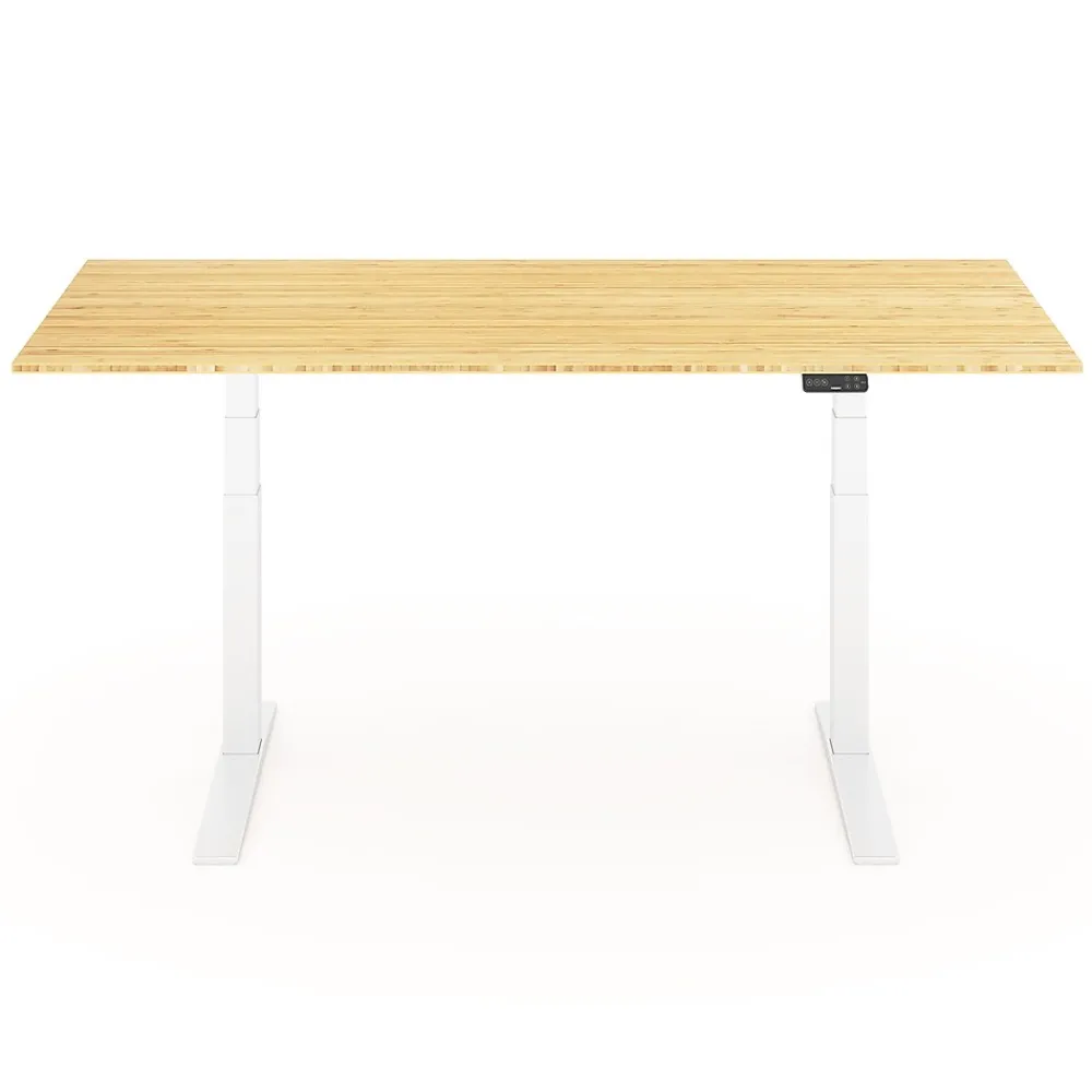 Standing Desks*FlexiSpot E7 Pro 78"W Electric Adjustable Standing Desk, (E7WPRO7830LBZB) Bamboo/White