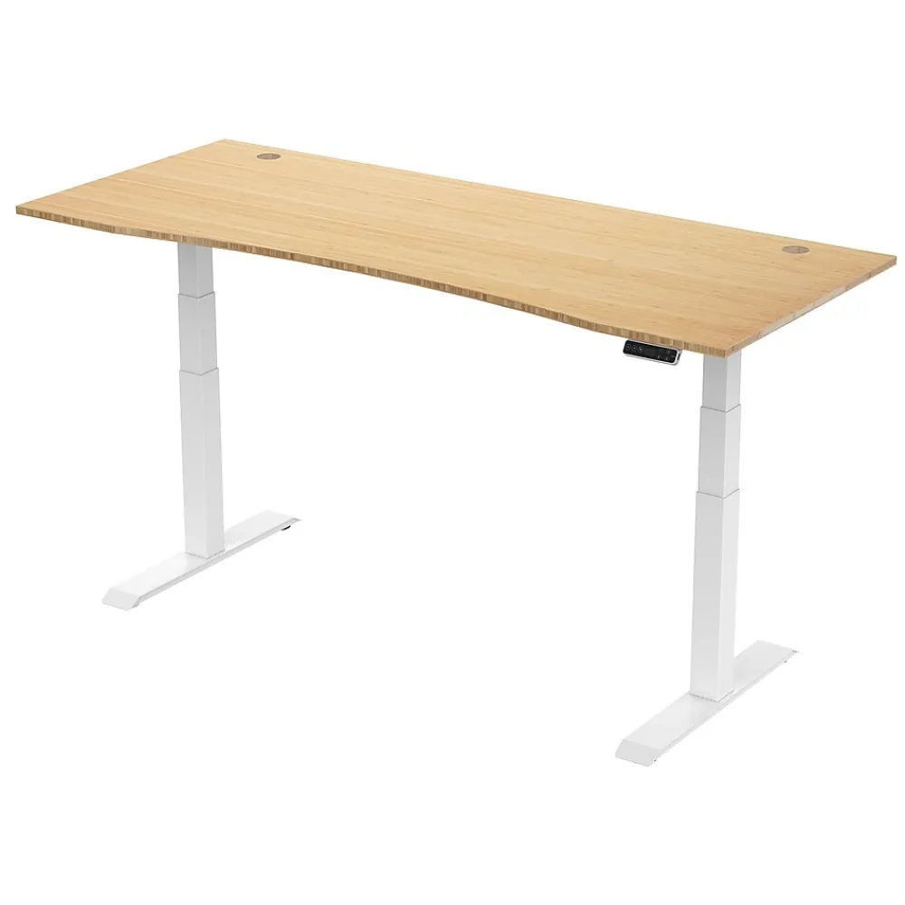 Standing Desks*FlexiSpot E7 72"W Electric Adjustable Bamboo Top Standing Desk, White (E7WCR7230LBZB)