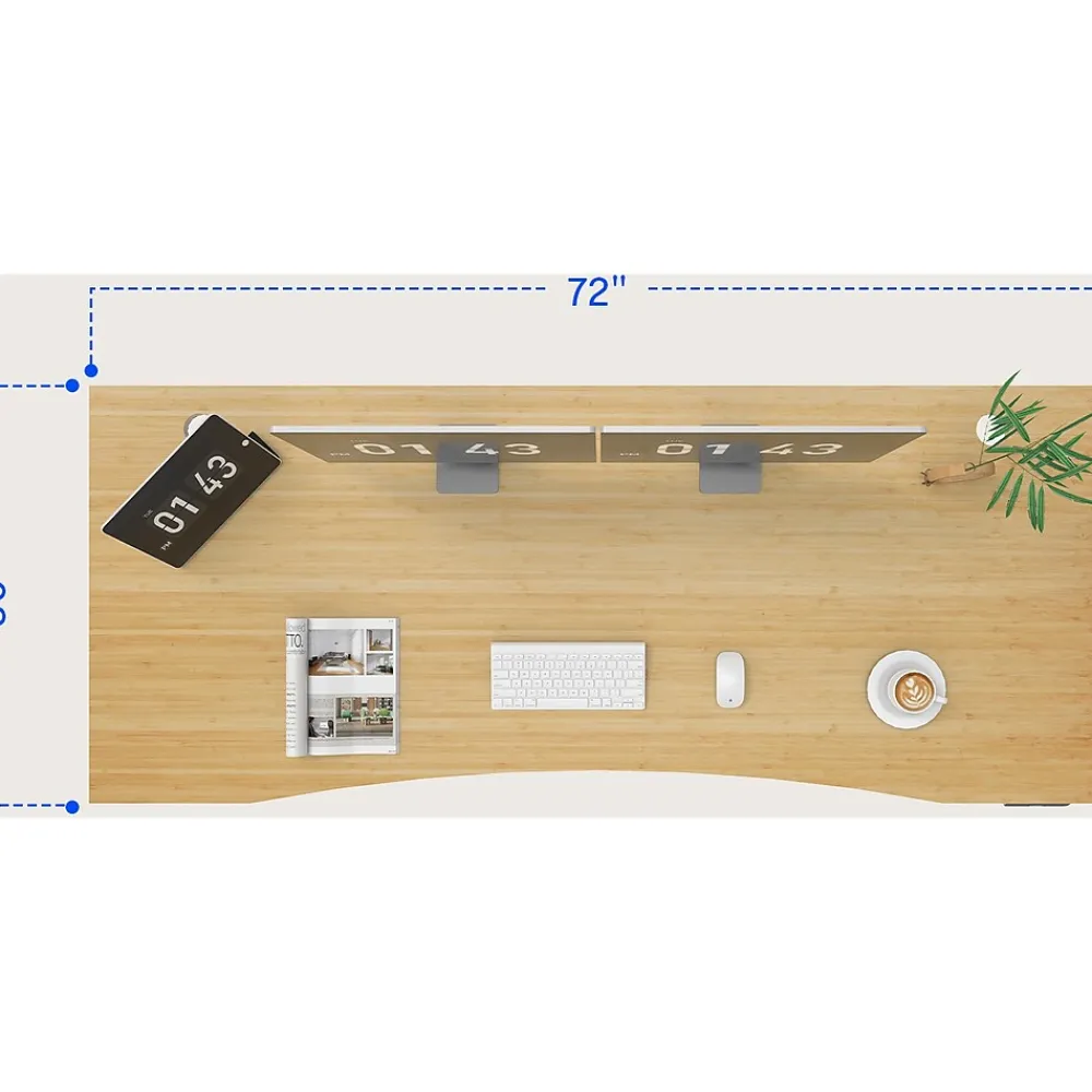 Standing Desks*FlexiSpot E7 72"W Electric Adjustable Bamboo Top Standing Desk, White (E7WCR7230LBZB)