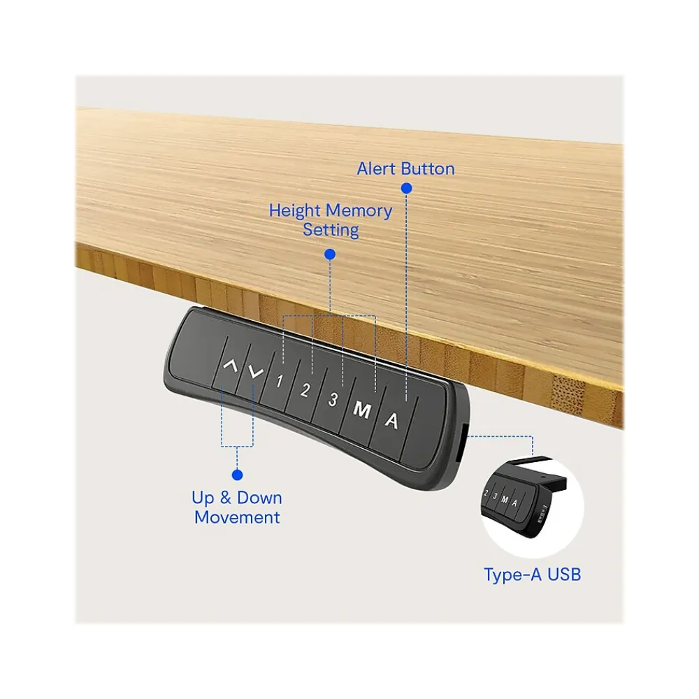 Standing Desks*FlexiSpot E7 76"W Electric L-Shaped Adjustable Top Standing Desk, White (E7LW557624BAM) Bamboo