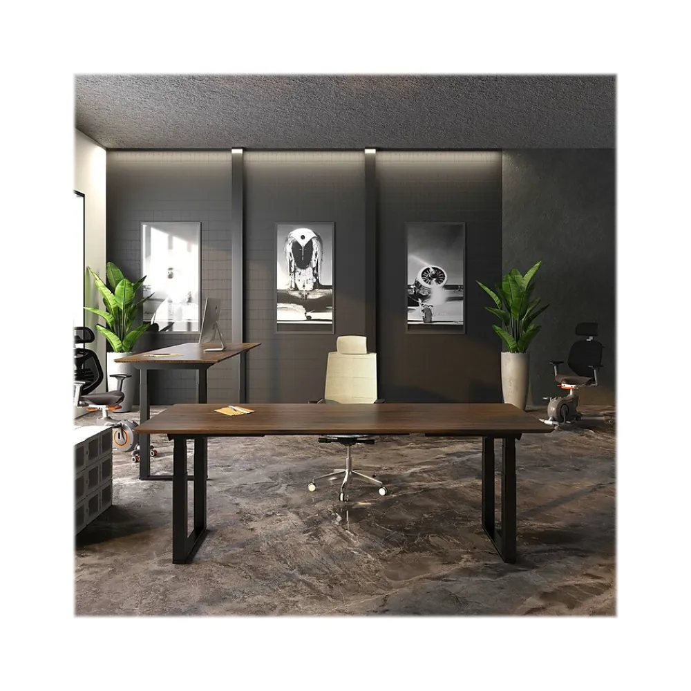 Standing Desks*FlexiSpot E7Q 71"W Electric Adjustable Bamboo Top Standing Desk, Black (E7QBR7135LBDB)