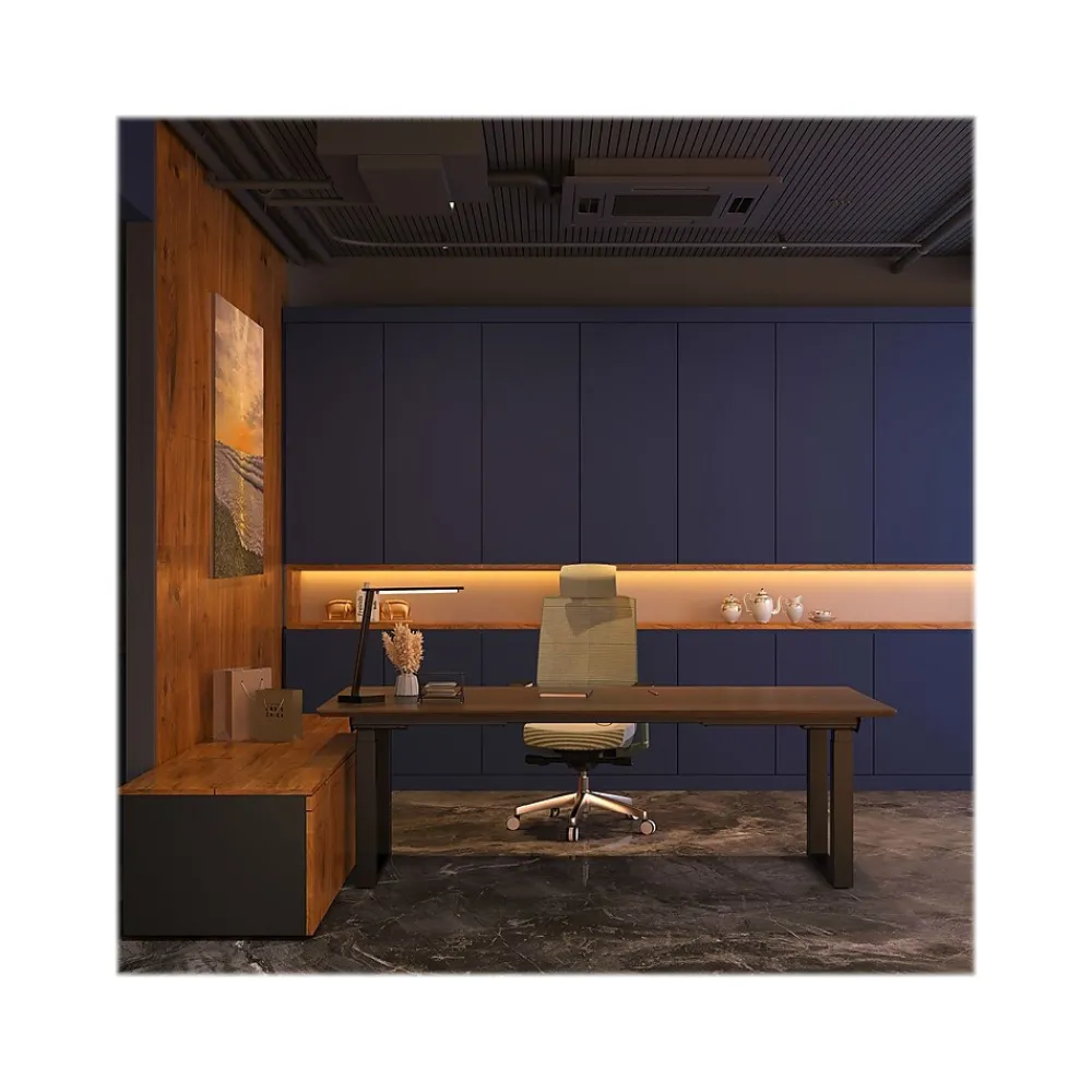 Standing Desks*FlexiSpot E7Q 71"W Electric Adjustable Bamboo Top Standing Desk, Black (E7QBR7135LBDB)