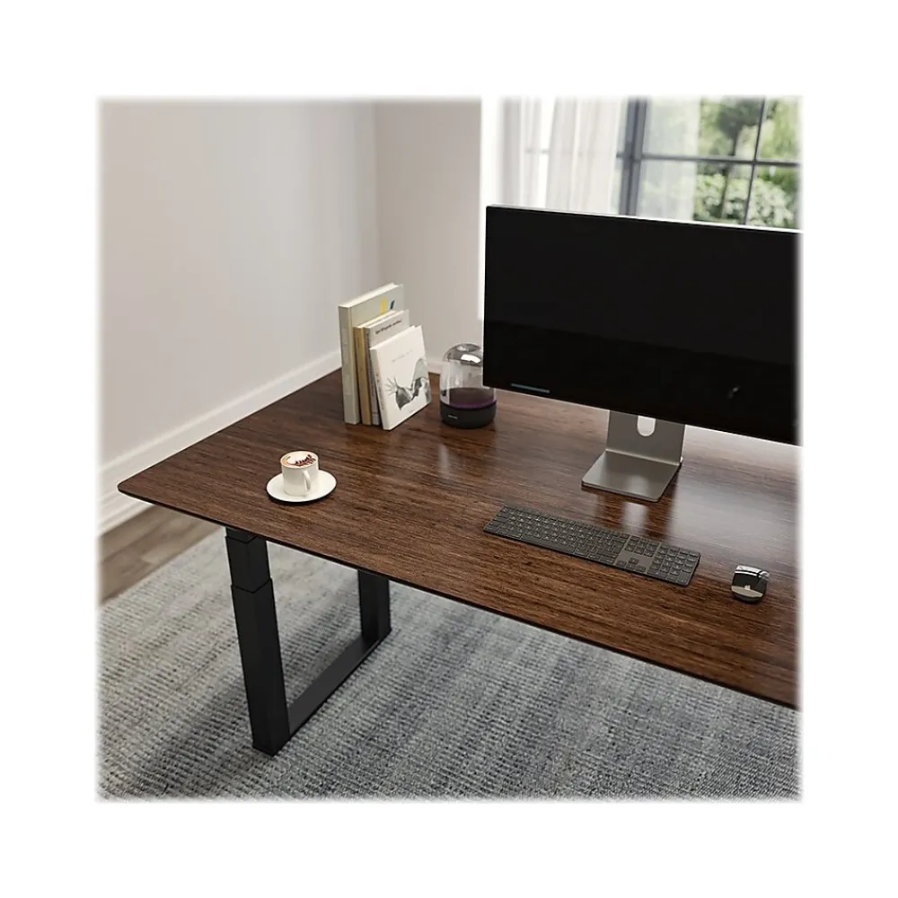 Standing Desks*FlexiSpot E7Q 71"W Electric Adjustable Bamboo Top Standing Desk, Black (E7QBR7135LBDB)