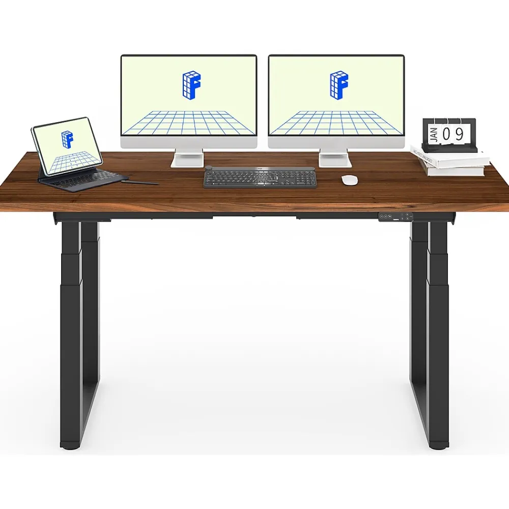 Standing Desks*FlexiSpot E7Q 72"W Electric Adjustable Standing Desk, Black Walnut/Black (E7QB7230-BW)