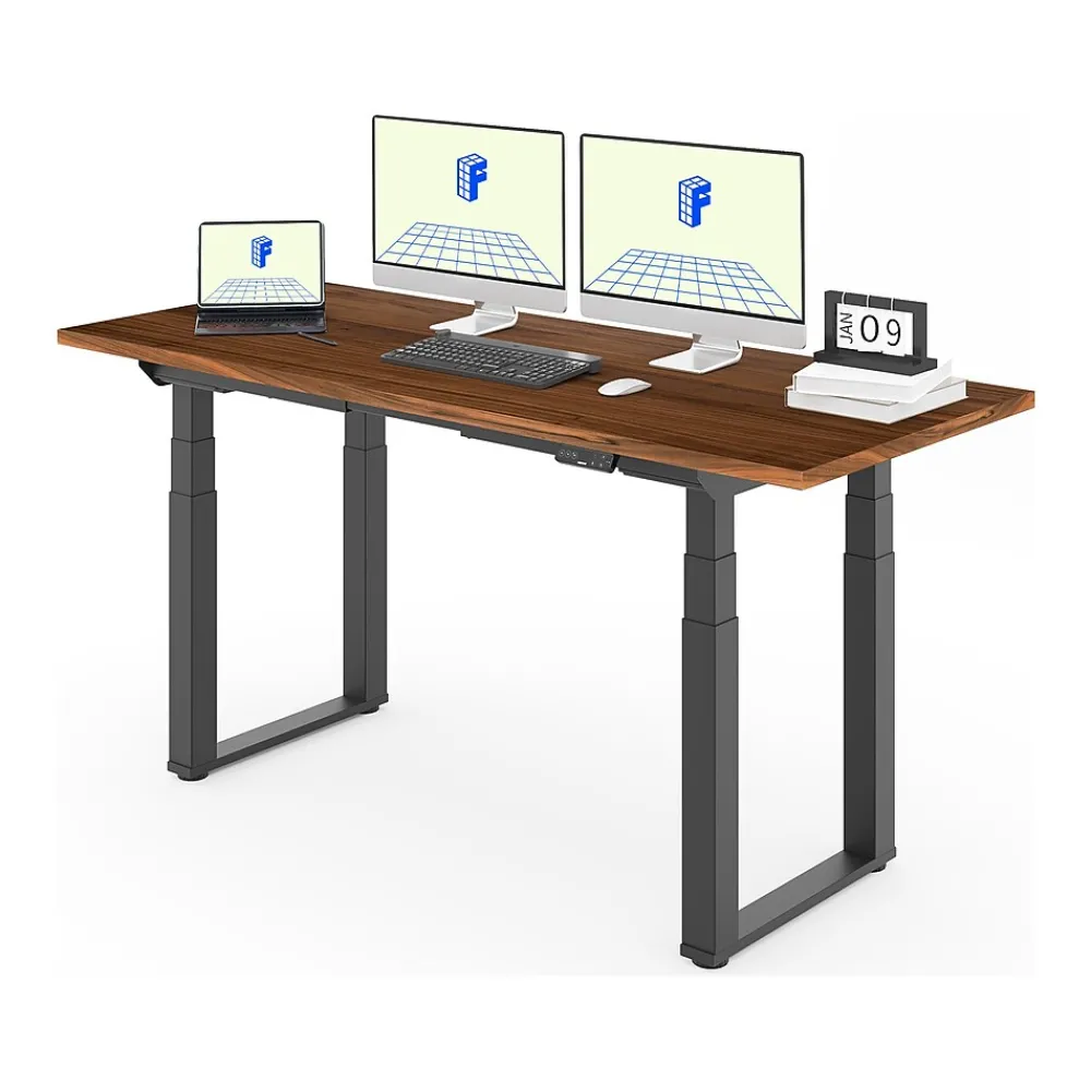 Standing Desks*FlexiSpot E7Q 72"W Electric Adjustable Standing Desk, Black Walnut/Black (E7QB7230-BW)