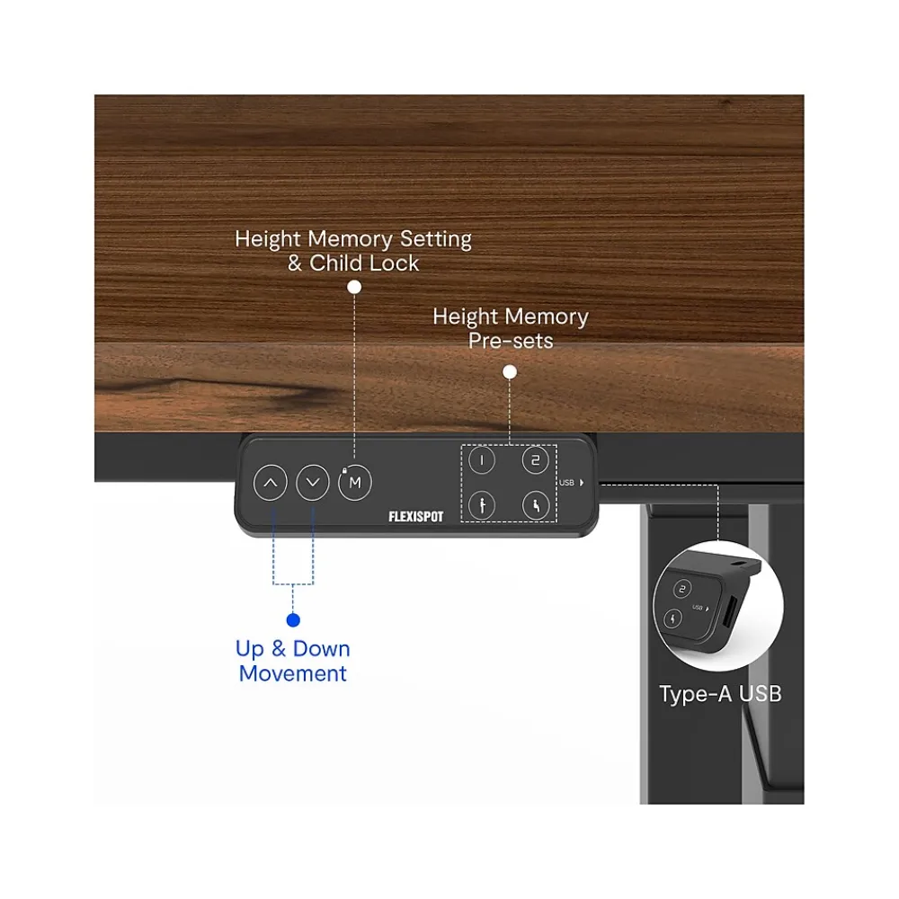 Standing Desks*FlexiSpot E7Q 72"W Electric Adjustable Standing Desk, Black Walnut/Black (E7QB7230-BW)