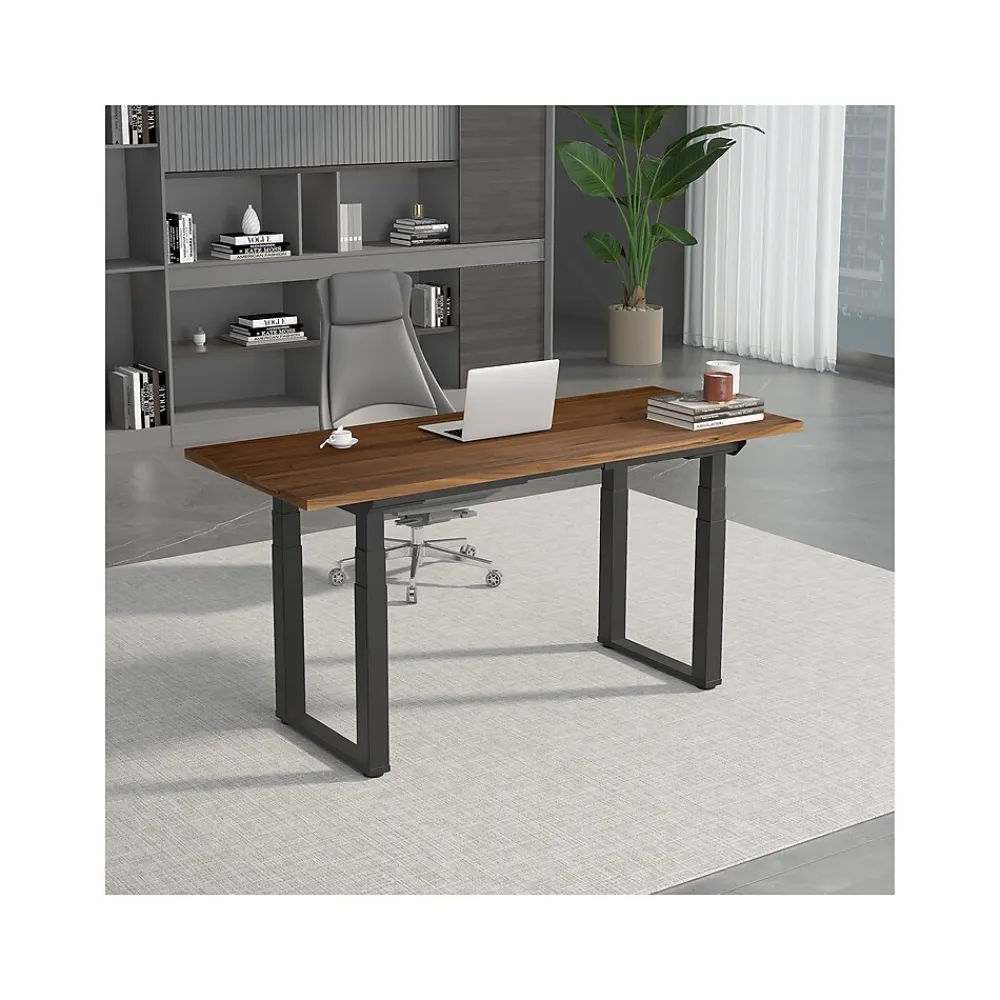 Standing Desks*FlexiSpot E7Q 72"W Electric Adjustable Standing Desk, Black Walnut/Black (E7QB7230-BW)