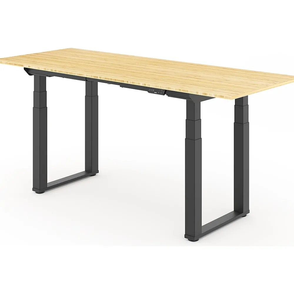 Standing Desks*FlexiSpot E7Q 72"W Electric Adjustable Standing Desk, Bamboo/Black (E7QBR7230-LBZB)