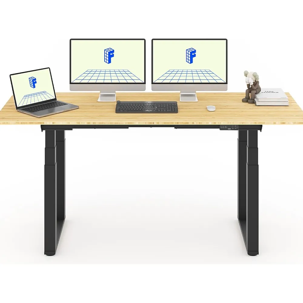 Standing Desks*FlexiSpot E7Q 72"W Electric Adjustable Standing Desk, Bamboo/Black (E7QBR7230-LBZB)
