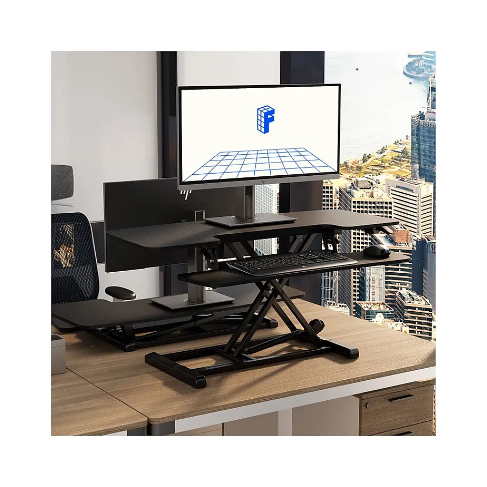 Standing Desks*FlexiSpot M7 Series 42"W Manual Rectangular Adjustable Standing Desk Converter, Black (M7-E-42B)