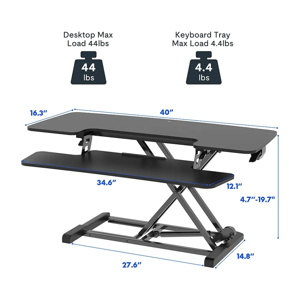 Standing Desks*FlexiSpot M7 Series 40"W Manual Rectangular Adjustable Standing Desk Converter, Black (M7-E-40B)
