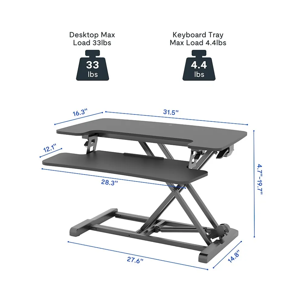 Standing Desks*FlexiSpot M7 Series 32"W Manual Rectangular Adjustable Standing Desk Converter, Black (M7-E-32B)
