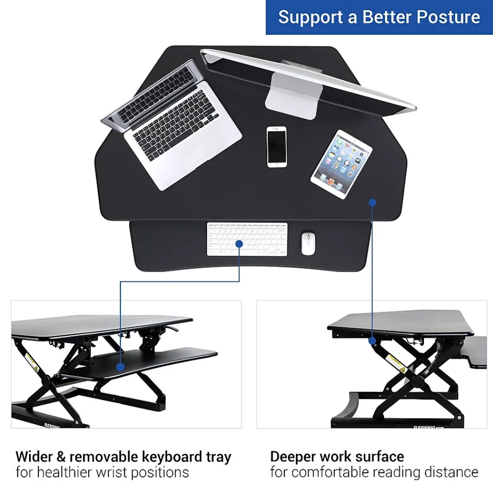 Standing Desks*FlexiSpot 41"W Manual Sit-Stand Desk Converter, Black (M4B-E-US)