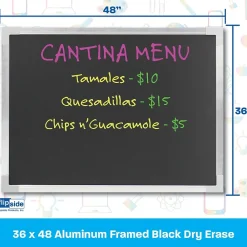 Dry Erase*Flipside Dry-Erase Blackboard, Aluminum Frame, 36