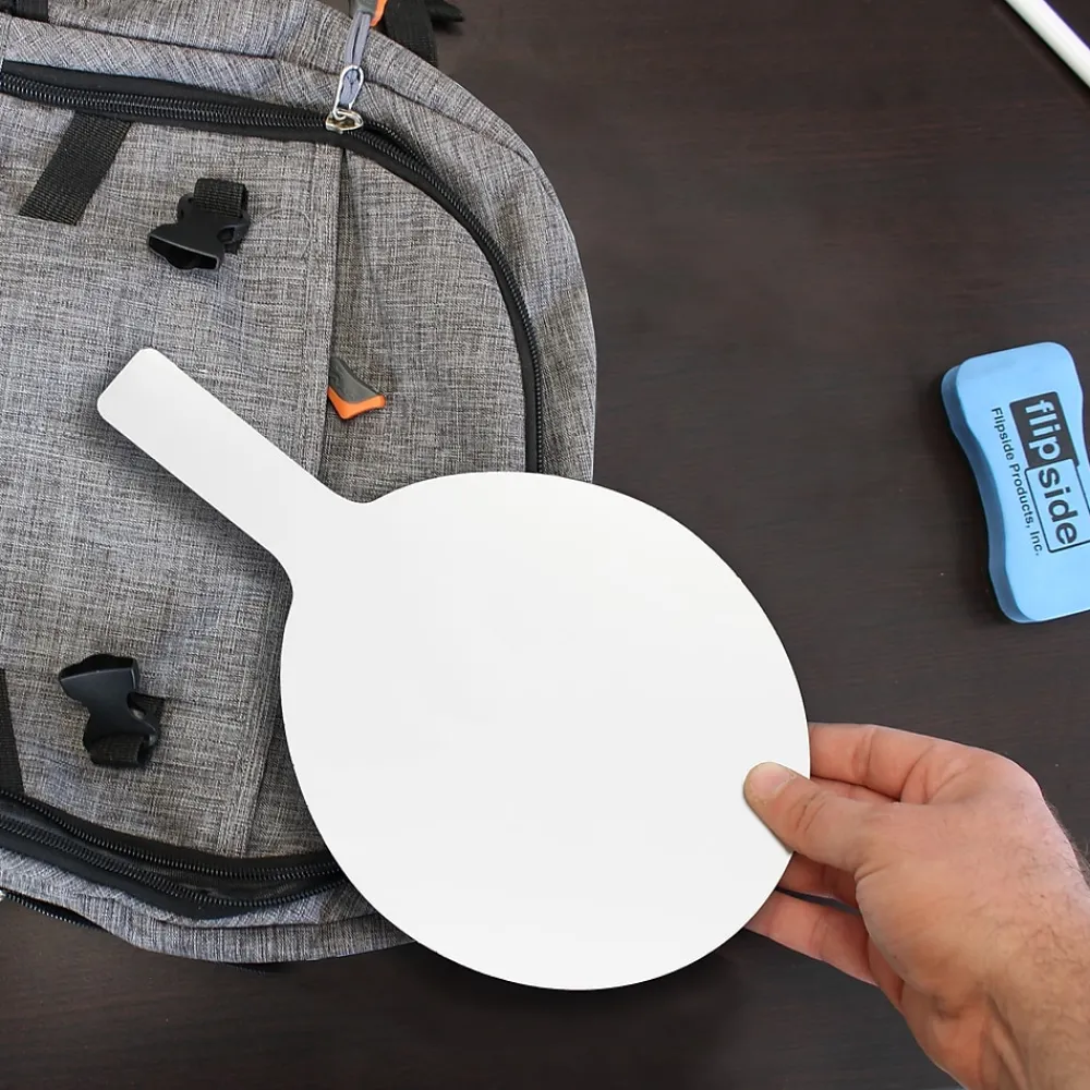 Dry Erase*Flipside Oval Answer Paddle Class Pack Dry-Erase Whiteboard, 7" x 12", 12/Pack (FLP12032)