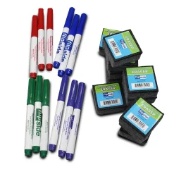 Dry Erase*Flipside Oval Dry-Erase Answer Paddles, Pens, and Erasers Class Pack, 36/Set (19232)