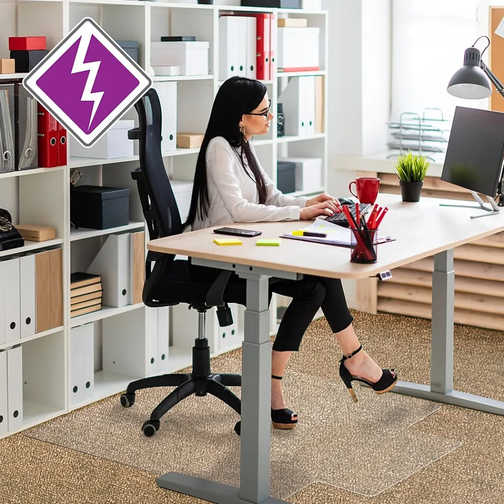 Chair Mats*Floortex Computex Advantagemat Carpet Chair Mat with Lip, 36" x 48", Designed for Medium-Pile Carpet, Clear PVC (319226LV)