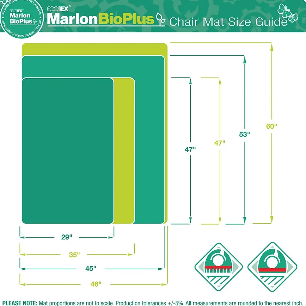 Chair Mats*Floortex Ecotex BioPlus Carpet Chair Mat, 29" x 47", Clear Bio Based Polycarbonate (NCCMFLBG0001)