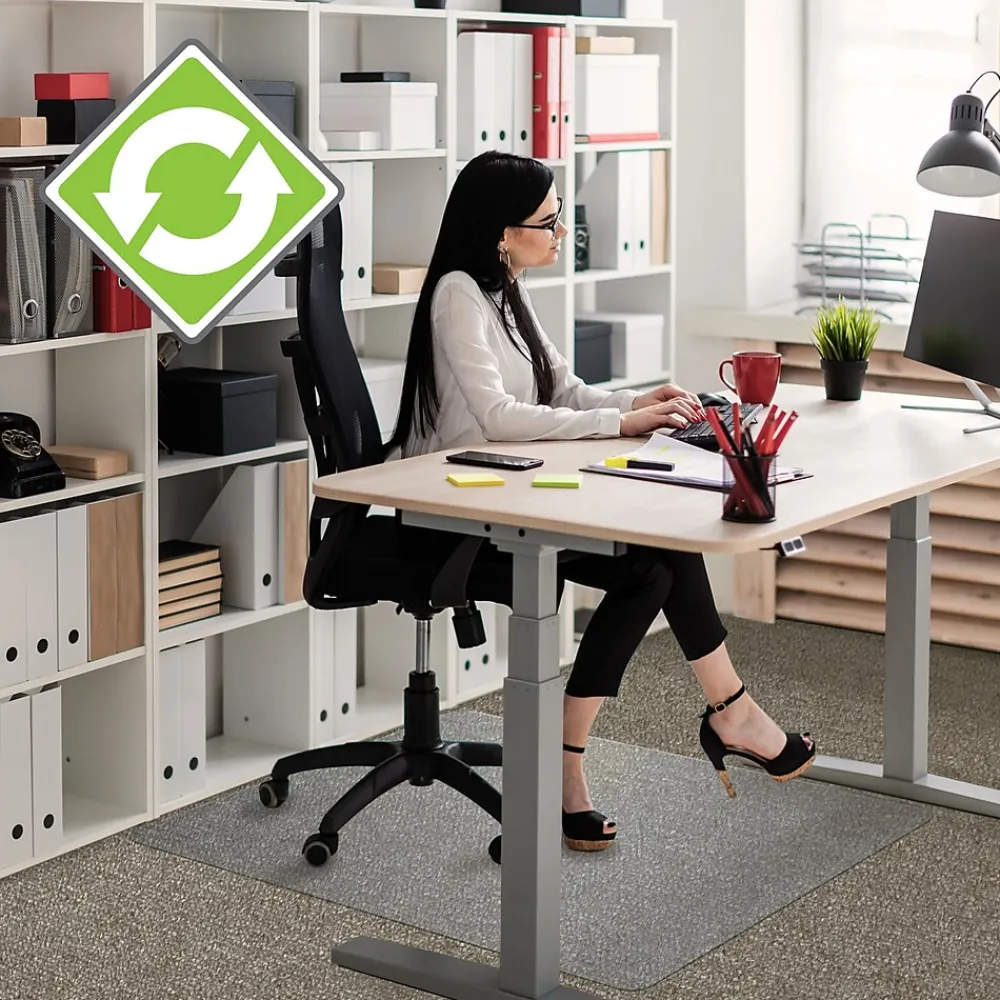 Chair Mats*Floortex Evolutionmat Carpet Chair Mat, 48" x 79", Designed for Standard-Pile Carpet, Clear Enhanced Polymer (ECO114879EP)