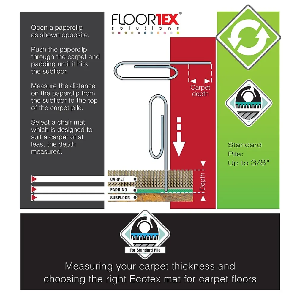 Chair Mats*Floortex Evolutionmat Carpet Chair Mat, 48" x 79", Designed for Standard-Pile Carpet, Clear Enhanced Polymer (ECO114879EP)