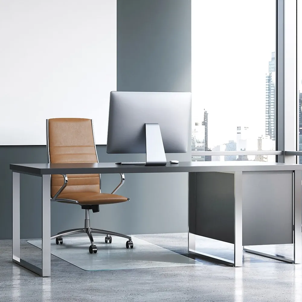 Chair Mats*Floortex Glaciermat Carpet & Hard Floor Chair Mat, 36" x 40", Crystal Clear Glass (NCCMFLGL0012)