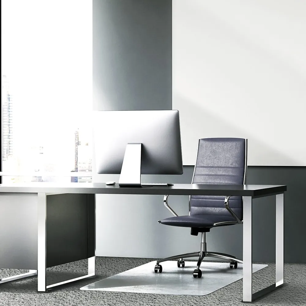 Chair Mats*Floortex Glaciermat Carpet & Hard Floor Chair Mat, 36" x 40", Crystal Clear Glass (NCCMFLGL0012)