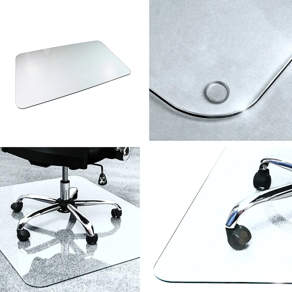 Chair Mats*Floortex Glaciermat Carpet & Hard Floor Chair Mat, 36" x 40", Crystal Clear Glass (NCCMFLGL0012)
