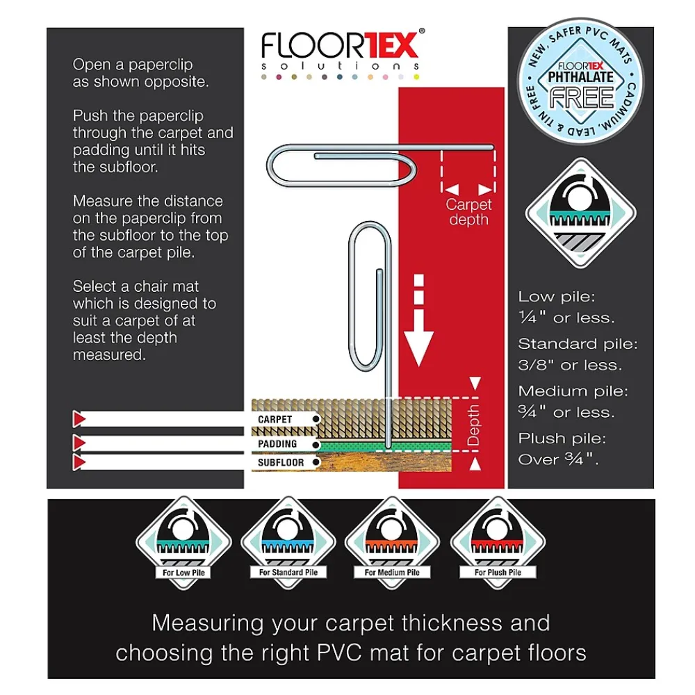 Cleartex Floortex® Long & Strong® Runner 48" x 12ft Rectangular Runner for Carpets up to 3/8", Vinyl (FRR114812EV)