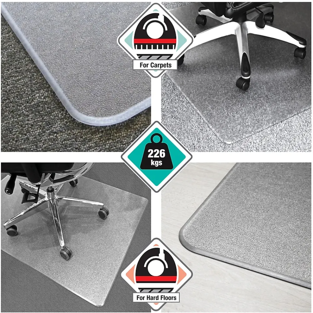 Chair Mats*Floortex Megamat Carpet & Hard Floor Chair Mat, 46" x 60", Clear Polycarbonate (FCM121525ER)