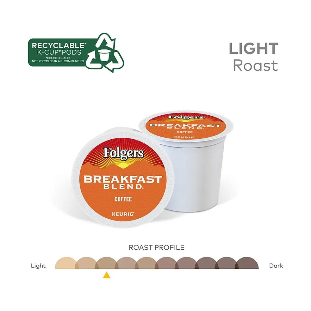 Folgers Breakfast Blend Coffee, Keurig K-Cup Pod, 96/Carton (000370677/6684CT)