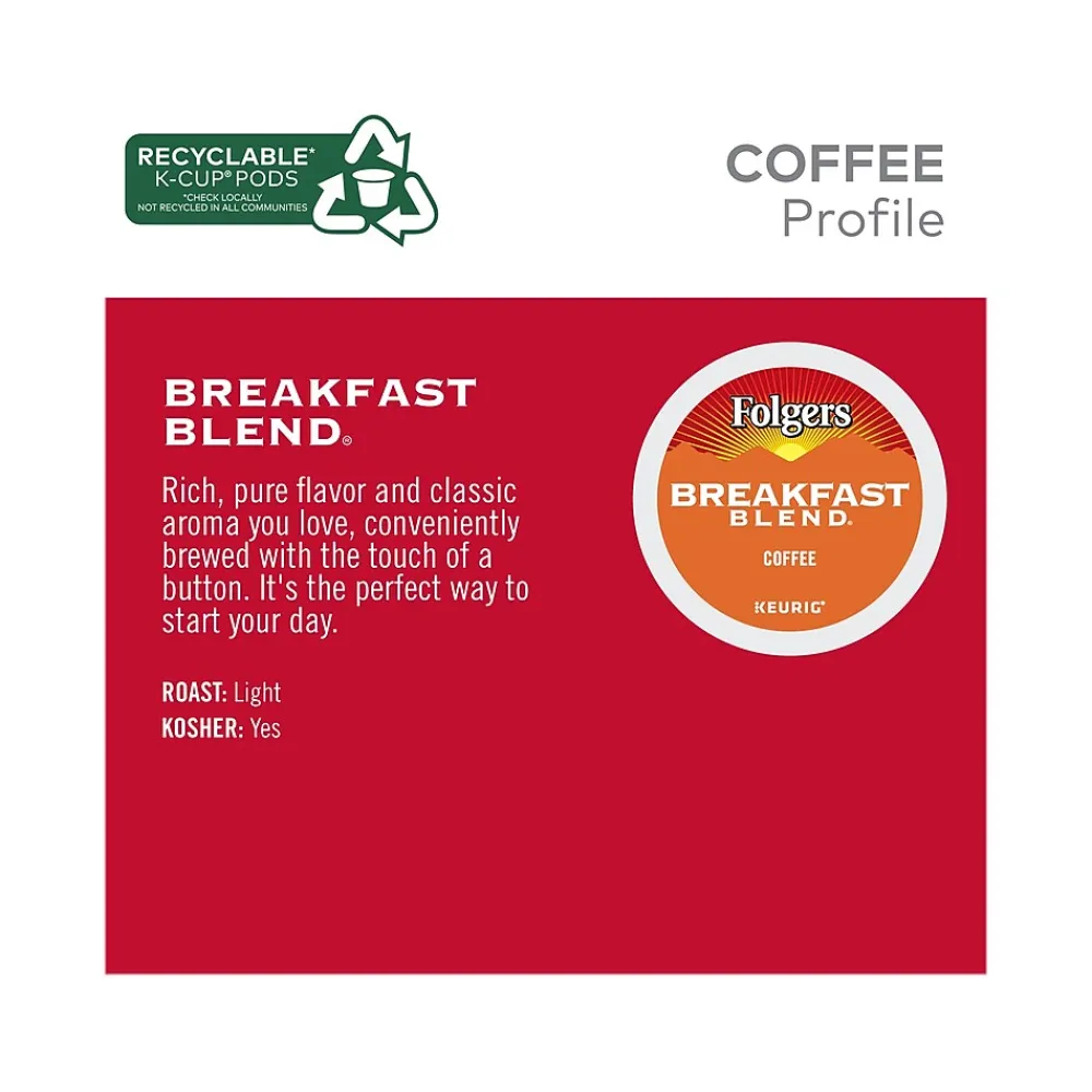 Folgers Breakfast Blend Coffee, Keurig K-Cup Pod, 96/Carton (000370677/6684CT)